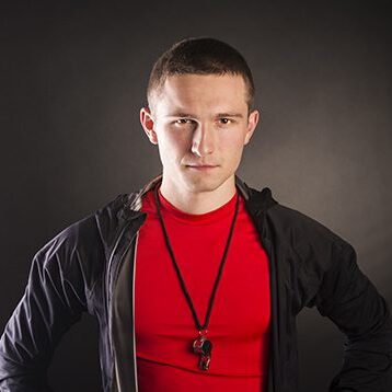 Fitness coach Professional fitness coach isolated on black background